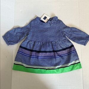 NWT!! Janie And Jack - Long Sleeve Dress - Purple/White/Green - Size 6-12 Months